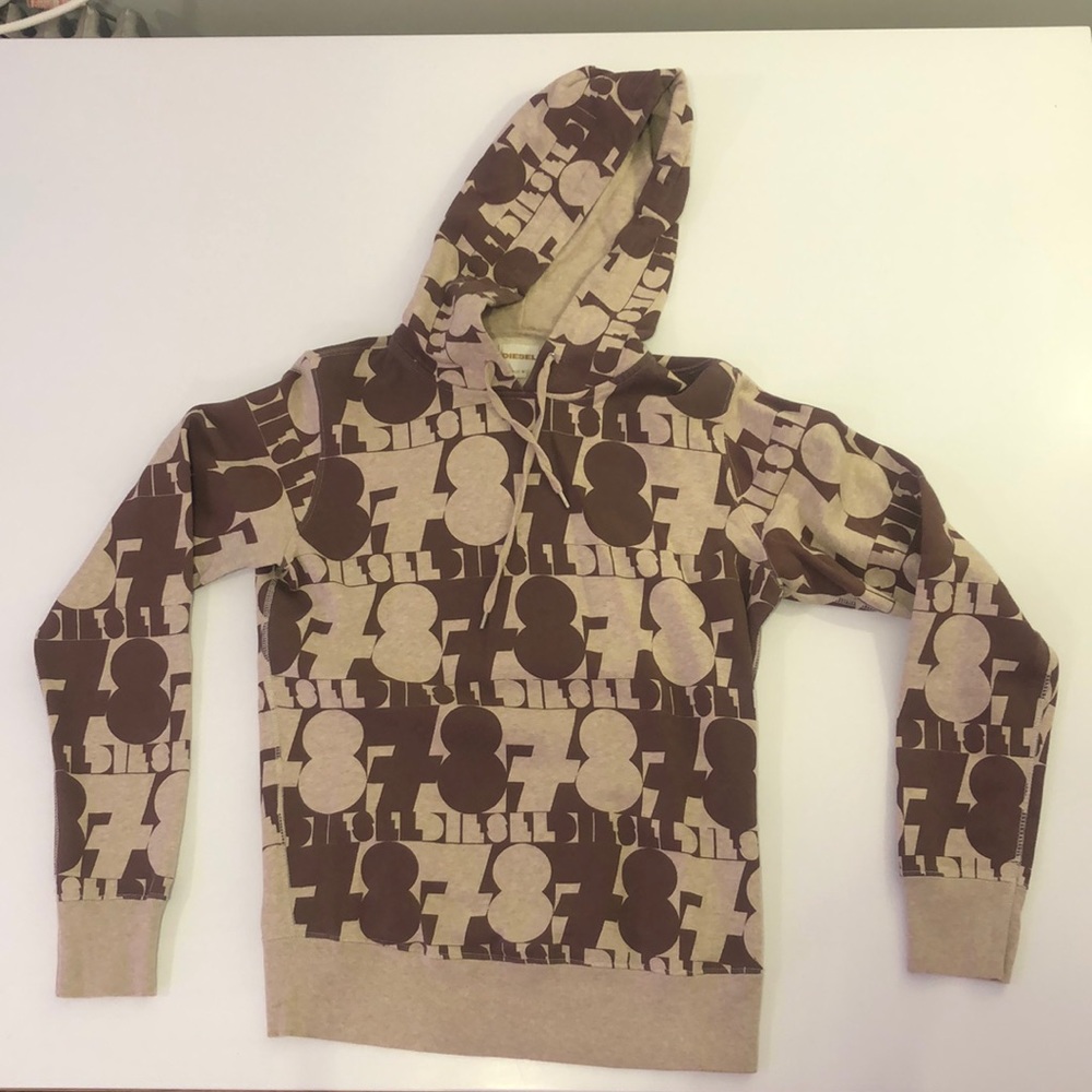 Diesel Logo Pattern Hoodie, Vintage Men’s Medium